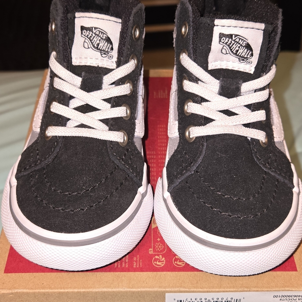 Vans Kids Black and White High-Top Sneakers